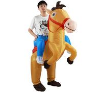 SunaOmni Disfraz inflable de vaquero para adultos, divertido y lindo disfraz de caballo inflable con soplador y batería, portátil, resistente a desgarros, disfraces inflables de Halloween para fiesta