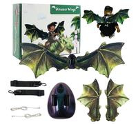 SunaOmni Disfraz realista de dragón verde con alas ligeras y móviles, funciona con pilas, disfraz para Halloween, escenario, fiesta, cosplay, disfraces de Halloween