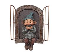 SunaOmni Gnome - Figura decorativa de árbol de resina para jardín, gnomos, once enano, divertida escultura de la puerta del árbol de la puerta, para patio o césped