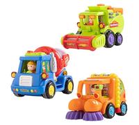 SunaOmni Juego de 3 Coches de Juguete, Incluye cosechadora, barredora y Camiones hormigonera. Ideal para niños. Transformador magnético de Juguete de ingeniería.