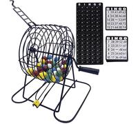 SunaOmni Juego de Bingo Deluxe: Divertido Juego de Bingo. Incluye 150 fichas de de Colores, 18 cartones de, 75 Bolas de, Jaula y Tablero de de 20 cm con manivela. Juegos de p