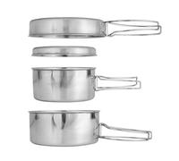 SunaOmni Juego de Utensilios de Cocina para Acampar, ollas y sartenes de Acero Inoxidable, Juego de Cocina portátil, sartén para Acampar, Estufa de Camping para Picnic, 4 Uds.