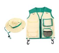 SunaOmni Kit de exploradores para niños, disfraz de de tela suave, chaleco y sombrero de acampada, para pesca y aventuras, para niños niñas, disfraz de guardián del zoológico, de explorad