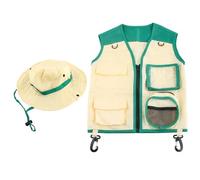 SunaOmni Kit de exploradores para niños, disfraz de de tela suave, chaleco y sombrero para niños, pesca, aventura, camping, para y niñas, disfraz de explorador, de guardián del zoológico.