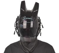 SunaOmni Máscara futurista con cuerno para hombre, de PC, decorativa, punk, con cara, cibernética, para fiesta de cosplay, Halloween, festival de música, casco, punk, futurista, cosplay