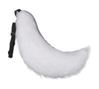 SunaOmni Therian Tail - Cola peluda de Halloween de 27 pulgadas con diseño de cinturón, lobo de piel sintética para adultos y niños, accesorios de disfraz de fiesta de cosplay (blanco) disfraz de lobo