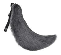 SunaOmni Therian Tail - Cola peluda de Halloween de 27 pulgadas con diseño de cinturón, lobo de piel sintética para adultos y niños, accesorios de disfraz de fiesta de cosplay (gris) disfraz de lobo