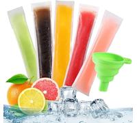 SunAurora 100 Pcs Bolsa Paletas de Hielo Desechable, Mold Bolsas Popsicle, Bolsas para Hacer Popsicles con Embudo, sin BPA, para DIY Saludables Yogur Batidos de Frutas Golosinas Pops