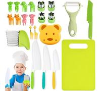 SunAurora 22PCS Cuchillos De Cocina Para Niños, Juego de Cuchillos de Cocina de Aprendizaje para Niños, Cuchillo Seguro para Niños, Cuchillos Montessori para Niños da 2-6 Año