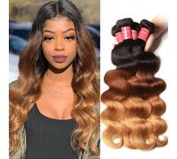 Sunber Hair Brazilian Ombre Virgin Hair Body Wave Weft Mixed Bundles 100% Human Hair Extensions #1b/4/27 Color (T1B/4/27,20 22 24 ) by Sunber Store