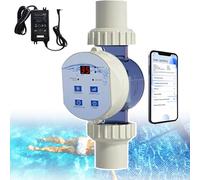 SUNBGRPYE Clorador De Piscina, Generador De Cloro Salino Inteligente, Wi-Fi Integrado (Control Remoto App), con FuncióN De Limpieza AutomáTica + Alarma De Salinidad, para Piscinas De 10-45m³ 5.0g/h