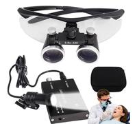 SUNBGRPYE Lupa Binocular Dental, Lupa De Laboratorio 2.5X/3.5X, Distancia De Trabajo 320-420mm, con Linterna Frontal Led De 5w + Filtro, Lupa Dental Ultraligera Black-3.5X