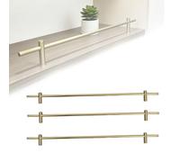 sunbiaouk 3 barandillas metálicas para estanterías, Sistema anticaída | Kit de barandilla de latón antiguo para estanterías, ideal para libros, plantas y vino(Gold,100cm)