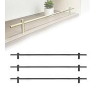 sunbiaouk 3 barandillas metálicas para estanterías, Sistema anticaída | Kit de barandilla de latón antiguo para estanterías, ideal para libros, plantas y vino(Black,60cm)