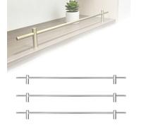 sunbiaouk 3 barandillas metálicas para estanterías, Sistema anticaída | Kit de barandilla de latón antiguo para estanterías, ideal para libros, plantas y vino(Silver,80cm)