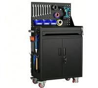 sunbiaouk Carro de Herramientas con Cajones y Ruedas | Carro Auxiliar Metálico con Paneles Perforados Laterales | Carro de Almacenamiento para Garaje, Taller y Reparaciones(Gray)