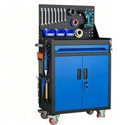 sunbiaouk Carro de Herramientas con Cajones y Ruedas | Carro Auxiliar Metálico con Paneles Perforados Laterales | Carro de Almacenamiento para Garaje, Taller y Reparaciones(Blue)