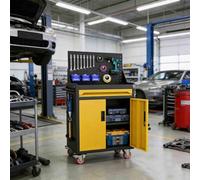 sunbiaouk Carro de Herramientas de Acero Reforzado | Carro Auxiliar Metálico con Cajón con Cerradura y Paneles Laterales Perforados | Ideal para Talleres de Reparación, Almacenes(Yellow,1-Tier)
