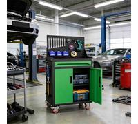 sunbiaouk Carro de Herramientas de Acero Reforzado | Carro Auxiliar Metálico con Cajón con Cerradura y Paneles Laterales Perforados | Ideal para Talleres de Reparación, Almacenes(Green,1-Tier)
