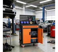 sunbiaouk Carro de Herramientas de Acero Reforzado | Carro Auxiliar Metálico con Cajón con Cerradura y Paneles Laterales Perforados | Ideal para Talleres de Reparación, Almacenes(Orange,1-Tier)