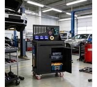 sunbiaouk Carro de Herramientas de Acero Reforzado | Carro Auxiliar Metálico con Cajón con Cerradura y Paneles Laterales Perforados | Ideal para Talleres de Reparación, Almacenes(Gray,1-Tier)