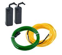 Sunboia 2x5M Luz de Neón el Alambre (EL Wire) con Controlador Box,Resistente al Agua Tiras de EL LED Líneas de Cables Luminoso Exterior para fiesta de Navidad de bricolaje Halloween-amarillo,verde