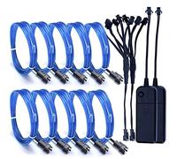 Sunboia EL Wire, 2 luces 5x3.28 pies,luz de neón brillante estroboscópica para decoración de disfraces de fiesta de baile con controlador para decoraciones de interiores/exteriores-azul