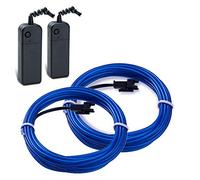 Sunboia Luz de Neón el Alambre(EL Wire) con Controlador Box,2x5 M Tira de Luces,Resistente al Agua Tiras de LED Líneas de Cables Luminoso Exterior para Fiestas y Decoración de Halloween-Azul