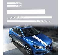 SUNBREATH 5 piezas de capó de coche espejo retrovisor modificado estilo deportivo a rayas etiqueta gráfica vinilo Racing Stripe decoración accesorios etiqueta para coches blanco