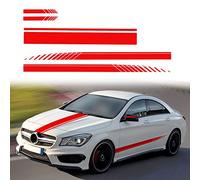 SUNBREATH 5 Uds. Coche Capucha Cuerpo Coche Espejo Retrovisor Modificado Estilo Deportivo Raya, Vinilo Gráfico Racing Stripe Calcomanía Decoración Accesorios Adhesivo para Coches Rojo
