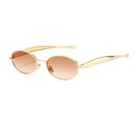 SUNBSR Gafas de sol ovaladas retro para mujeres y hombres, gafas de sol de sardina de moda de los años 70, marco de metal dorado, protección UV400