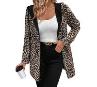 Suncadmious Chaleco con capucha y cremallera reversible con estampado de leopardo para mujer, moda primavera | Cortavientos con cremallera completa | Diseño reversible (Estampado de leopardo,S)