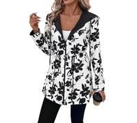 Suncadmious Chaleco con capucha y cremallera reversible con estampado de leopardo para mujer, moda primavera | Cortavientos con cremallera completa | Diseño reversible (Estampado floral,M)