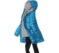 Suncadmious Chaqueta de Pluma Acolchada Ligera para Mujer Abrigo con Capucha Abrigo Largo de Invierno Chaqueta Suave y Elegante Abrigo de Invierno con Cremallera (Azul,XL)