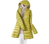 Suncadmious Chaqueta de Pluma Acolchada Ligera para Mujer Abrigo con Capucha Abrigo Largo de Invierno Chaqueta Suave y Elegante Abrigo de Invierno con Cremallera (Green,M)