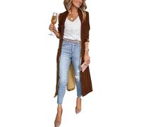 Suncadmious Chaqueta de Terciopelo para Mujer (Marrón,L)