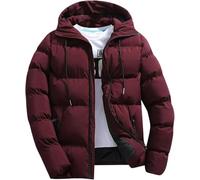 Suncadmious Chaqueta Ligera con Capucha y Capucha para Hombres, Chaquetas de Plumas con Burbujas (Rojo,L)