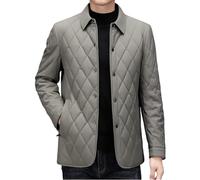 Suncadmious Chaqueta ligera de algodón con acolchado de rombos para hombre otoño/invierno con bolsillos resistente al viento y ligera para exteriores (Caqui,4XL)