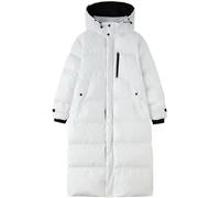 Suncadmious Chaquetas de plumas largas para mujer Chaquetas de plumas largas Chaquetas de plumas cálidas de longitud media con capucha Parka cálida con capucha y manga larga acolchada (Blanco,XL)