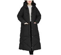 Suncadmious Moda de invierno para mujer Chaqueta de plumón acolchada larga de estilo étnico con Cremallera Elegante y cálida Parka de fiesta al aire libre de talla grande (Negro-1,3XL)