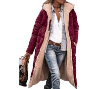 Suncadmious Ropa de Moda de Invierno para Mujer Abrigos Largos de Lana de Piel de Oveja de Gran tamaño (Rojo,M)