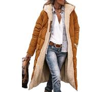 Suncadmious Ropa de Moda de Invierno para Mujer Abrigos Largos de Lana de Piel de Oveja de Gran tamaño (Amarillo,L)