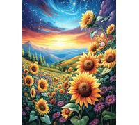 SunCampo de Flores al Atardecer Rompecabezas 500 Piezas Cartón para Toda La Familia Juego Compartir Estimulación Cognitiva Regalo Fin De Año Mejor Valorado 500 PCS