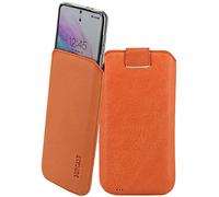 Suncase Funda de piel auténtica compatible con Fairphone 6+ 5G - Funda premium con función Pull Tab & Funda protectora transparente en color rosa salmón