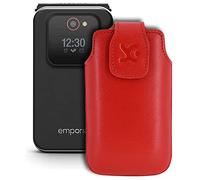 Suncase Funda de piel compatible con Emporia Joy LTE, color rojo