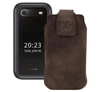 Suncase Funda de piel con tapa para Nokia 2660, color marrón envejecido