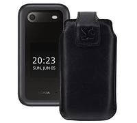 Suncase Funda de piel con tapa para Nokia 2660, color negro