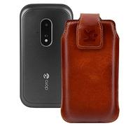 Suncase - Funda de piel para Panasonic KX-TU550EXB, color marrón