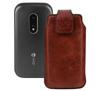 Suncase - Funda de piel para Panasonic KX-TU550EXB, color marrón
