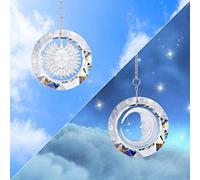 Suncatcher Crystal Clear Glass Circular Sol y Luna Colgantes Rainbow Maker Colgante Colgante Adorno de Ventana